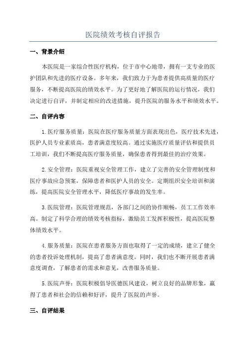 医院绩效考核自评报告
