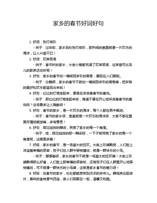 家乡的春节好词好句