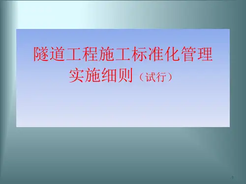 隧道工程施工标准化管理实施细则