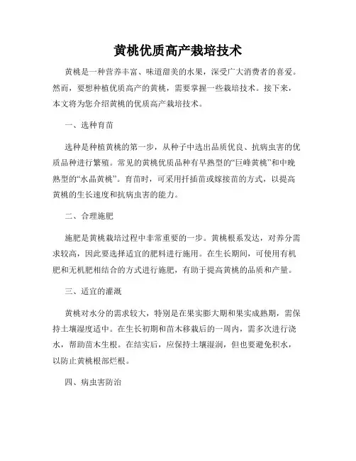 黄桃优质高产栽培技术