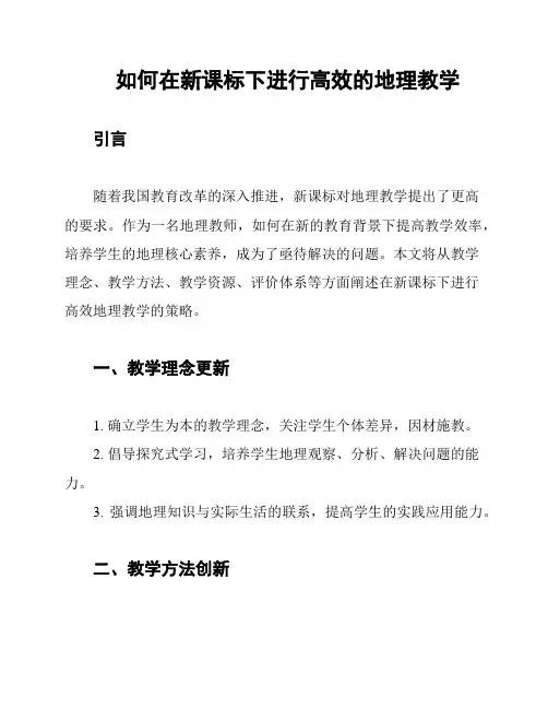 如何在新课标下进行高效的地理教学