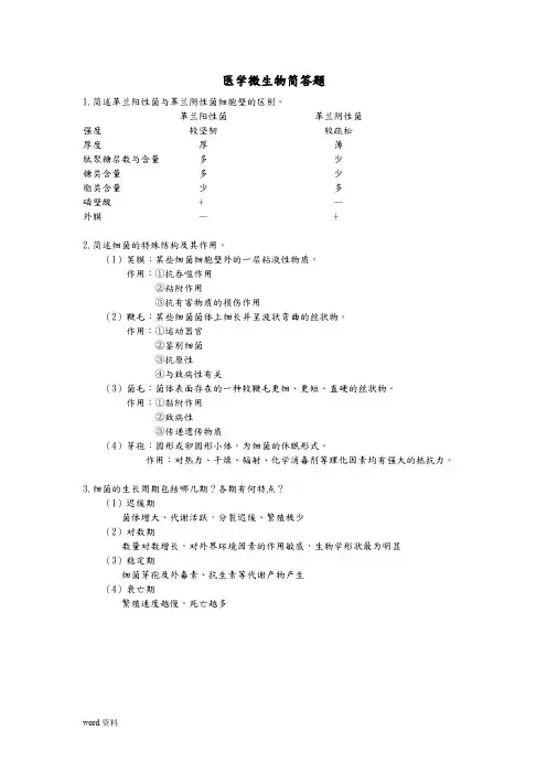 医学微生物简答题