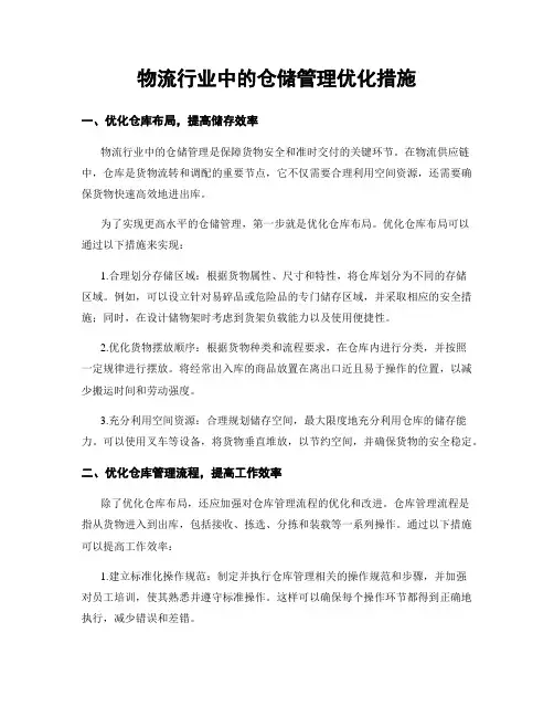 物流行业中的仓储管理优化措施