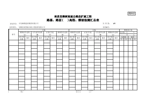 路基、路面高程、横坡检测汇总表