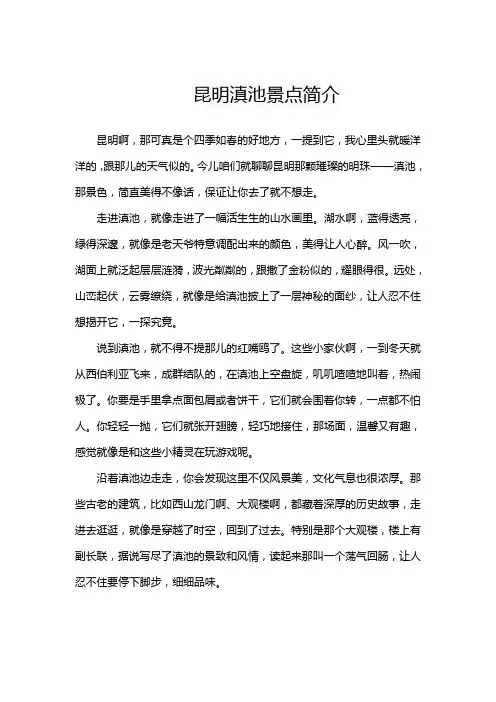 昆明滇池景点简介