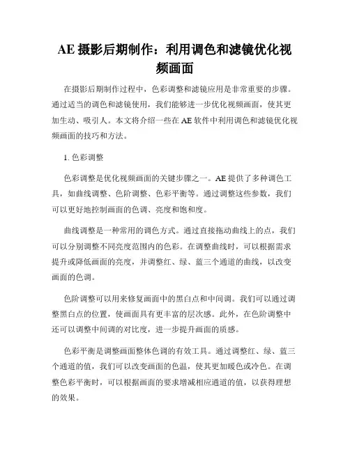 AE摄影后期制作 利用调色和滤镜优化视频画面