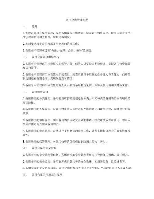 备用仓库管理制度