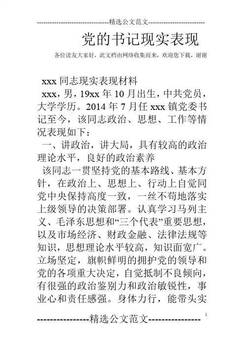 党的书记现实表现