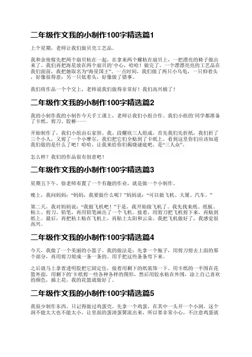 二年级作文我的小制作100字27篇