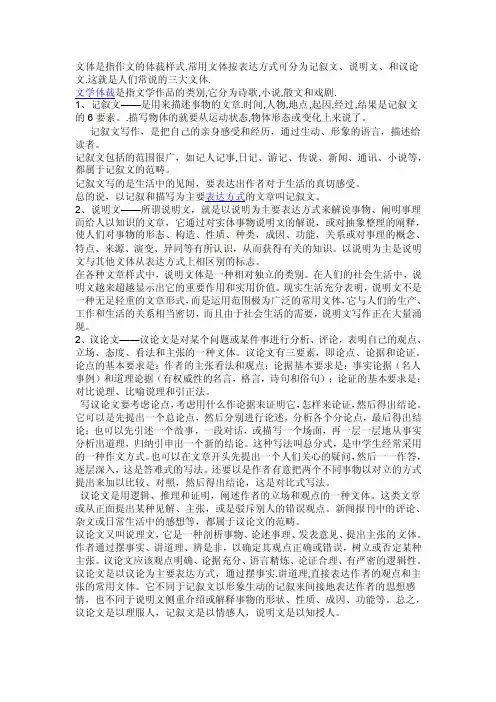语文写作体裁种类