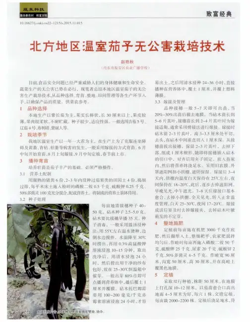 北方地区温室茄子无公害栽培技术