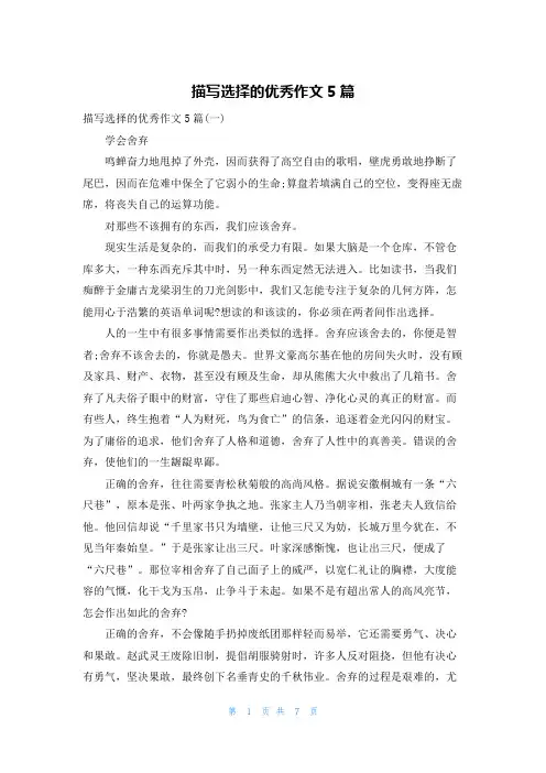 描写选择的优秀作文5篇