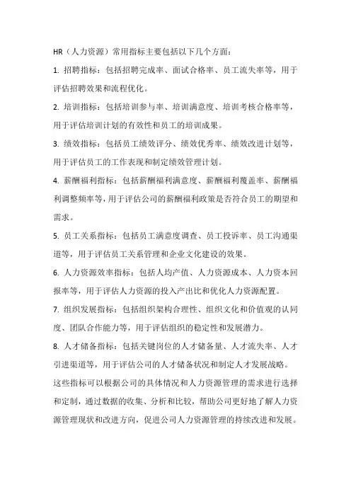 hr常用指标