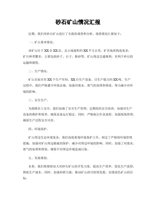 砂石矿山情况汇报