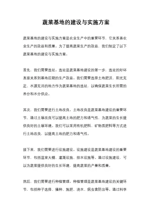 蔬菜基地的建设与实施方案