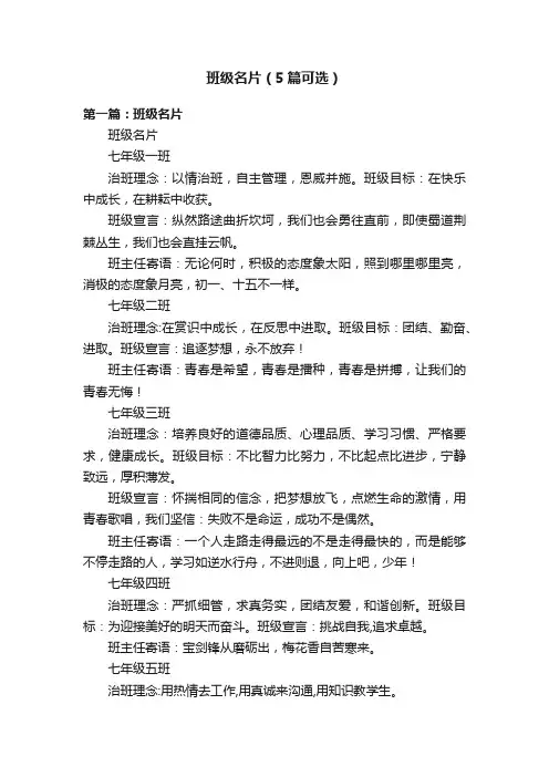 班级名片（5篇可选）