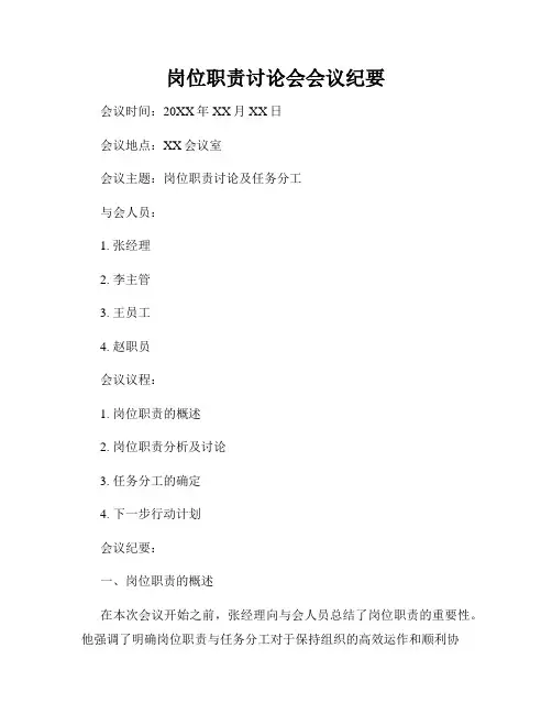 岗位职责讨论会会议纪要