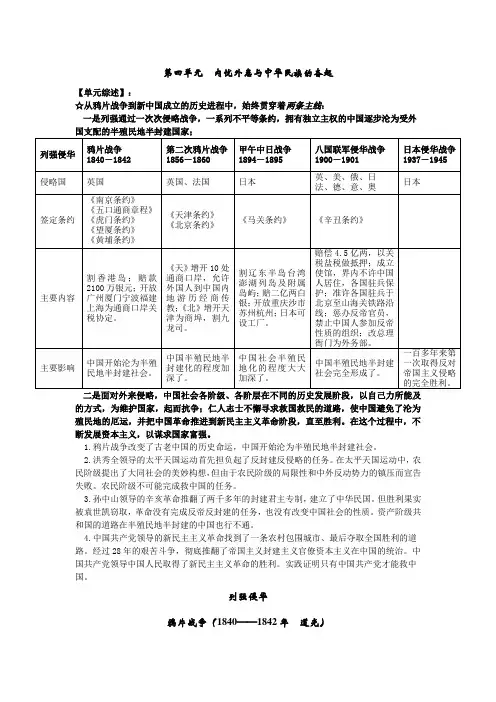 高考第一轮复习第四单元内忧外患与中华民族的奋起