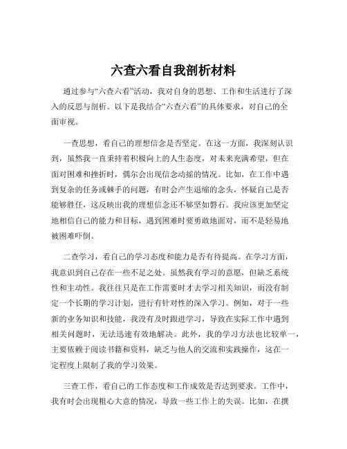六查六看自我剖析材料