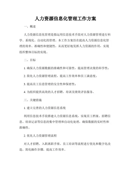 人力资源信息化管理工作方案