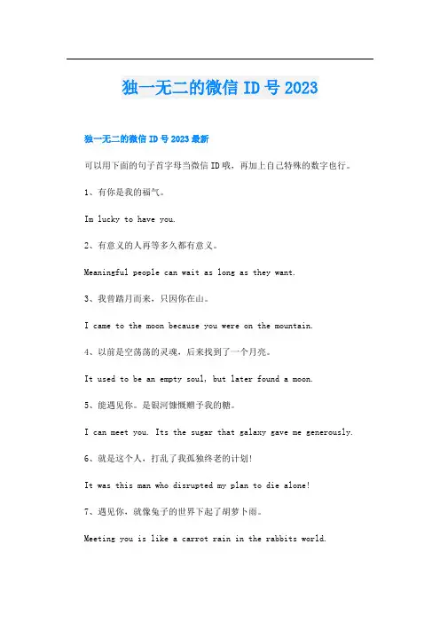 独一无二的微信ID号2023