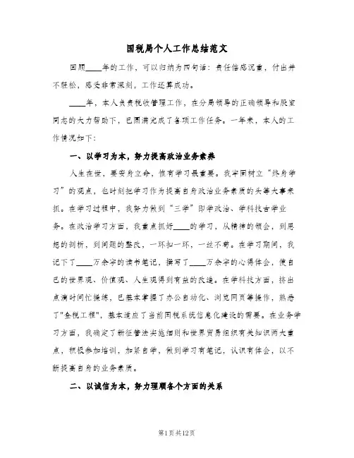2023年国税局个人工作总结范文(四篇)