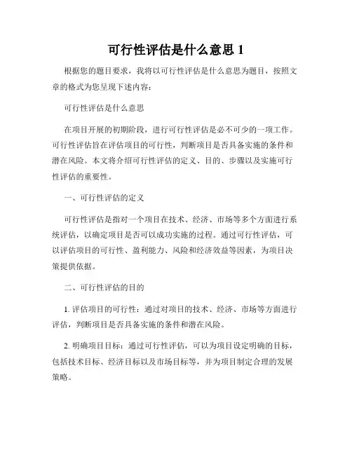 可行性评估是什么意思1
