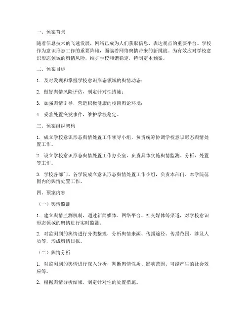 学校意识形态舆情处置应急预案