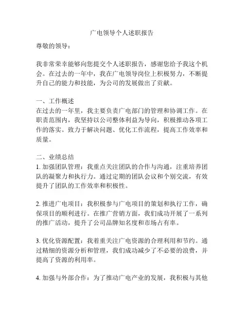 广电领导个人述职报告