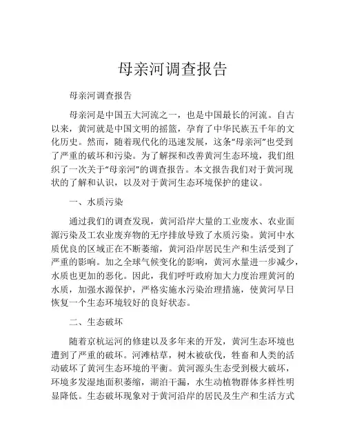 母亲河调查报告