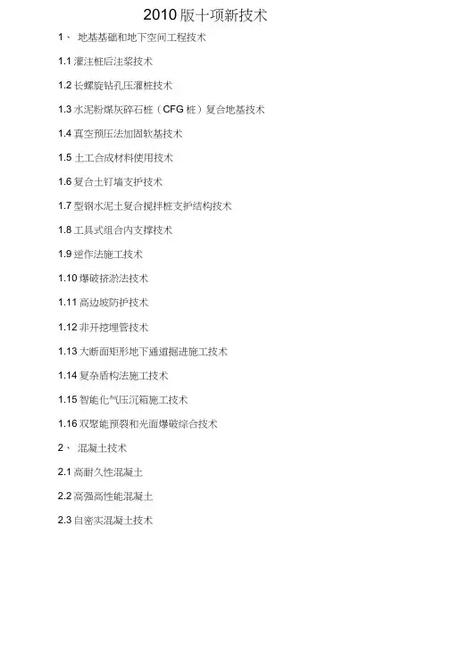 2010版十项新技术