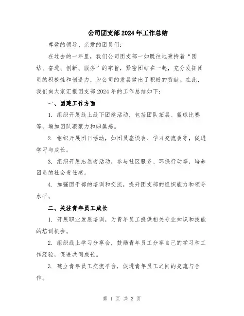 公司团支部2024年工作总结