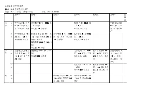合肥工业大学学生课表(微电子学院)