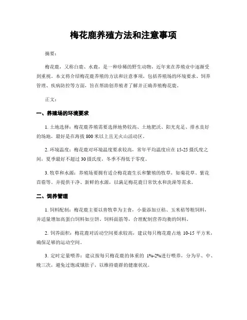 梅花鹿养殖方法和注意事项