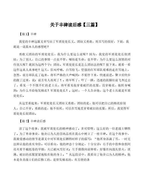 关于丰碑读后感【三篇】