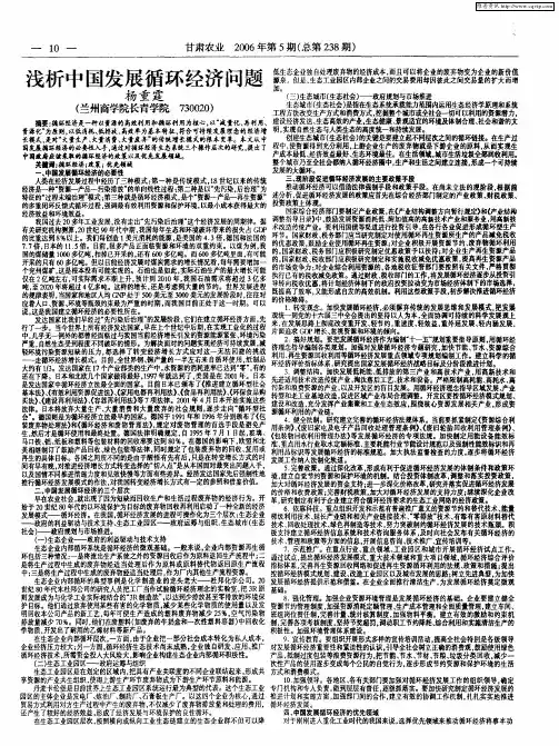 浅析中国发展循环经济问题