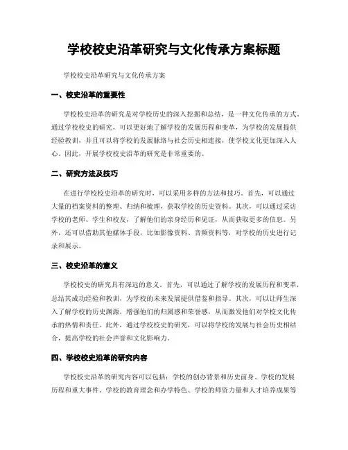 学校校史沿革研究与文化传承方案标题