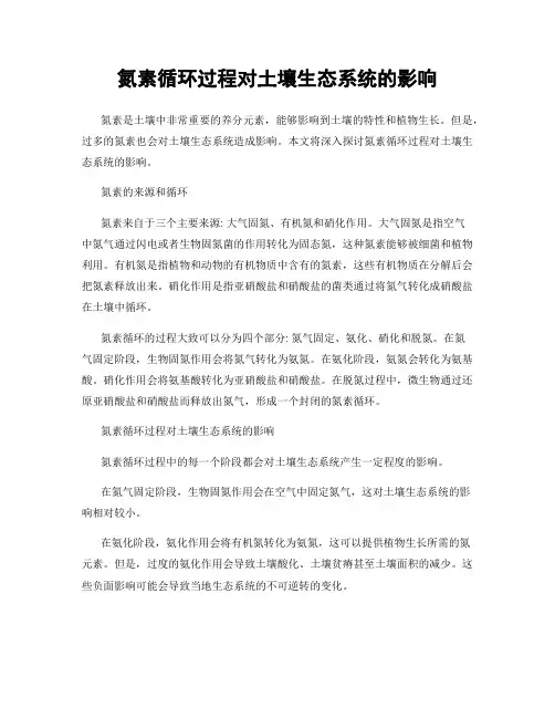 氮素循环过程对土壤生态系统的影响
