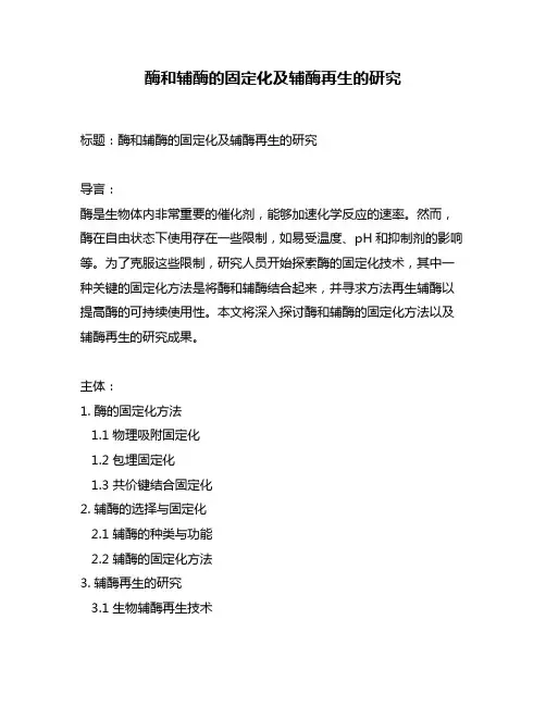 酶和辅酶的固定化及辅酶再生的研究