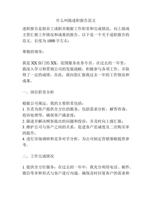 什么叫做述职报告范文