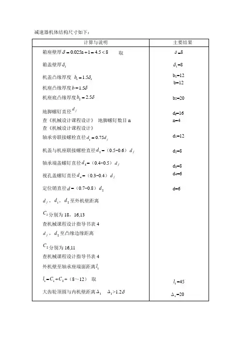 减速机机身尺寸设计