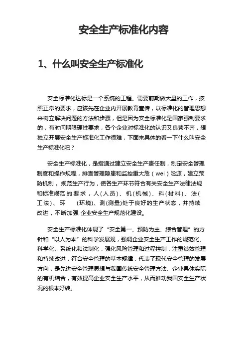 安全生产标准化内容
