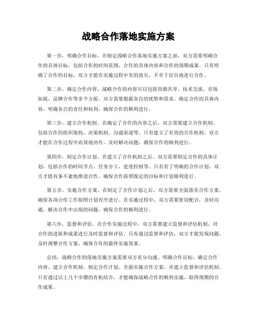 战略合作落地实施方案