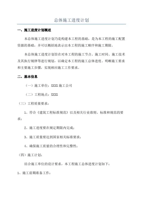 总体施工进度计划
