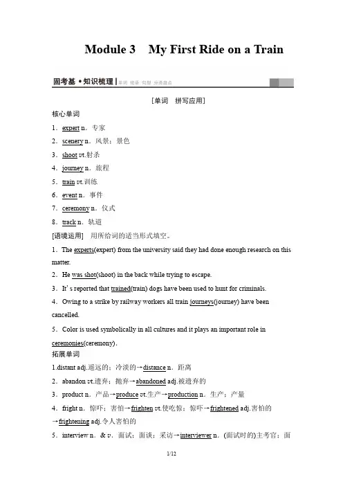 2020版新一线高考英语(外研版)一轮复习 教学案 第1部分 必修1 Module 3 My First Ride on a Train