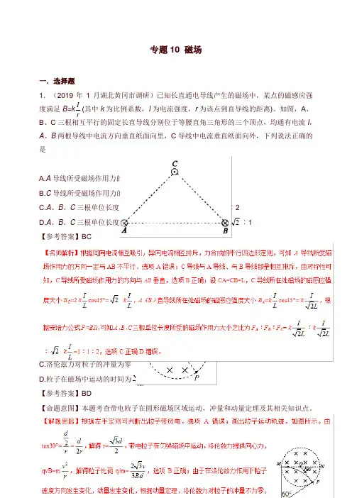 2019年高考物理试题分项解析专题10磁场第02期【word版】.doc