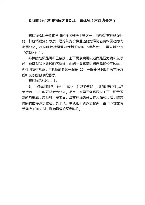 K线图分析常用指标之BOLL—布林线（喜欢请关注）