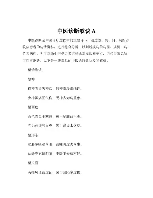 中医诊断歌诀A