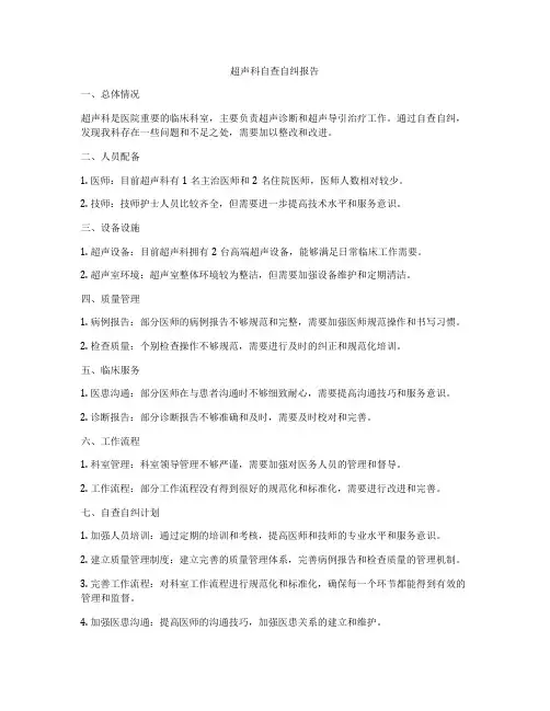超声科自查自纠报告