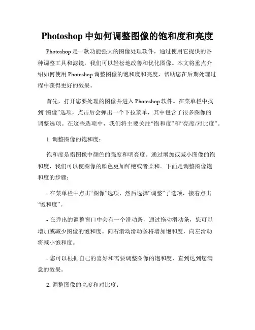 Photoshop中如何调整图像的饱和度和亮度